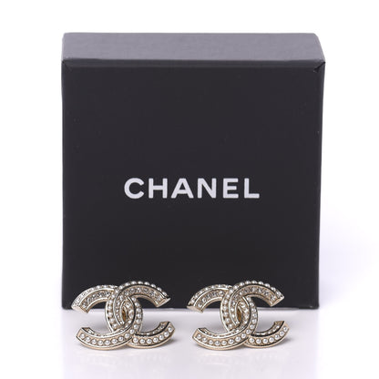 Chanel Crystal Pearl Chain Mania CC Earrings Gold 5 of 5