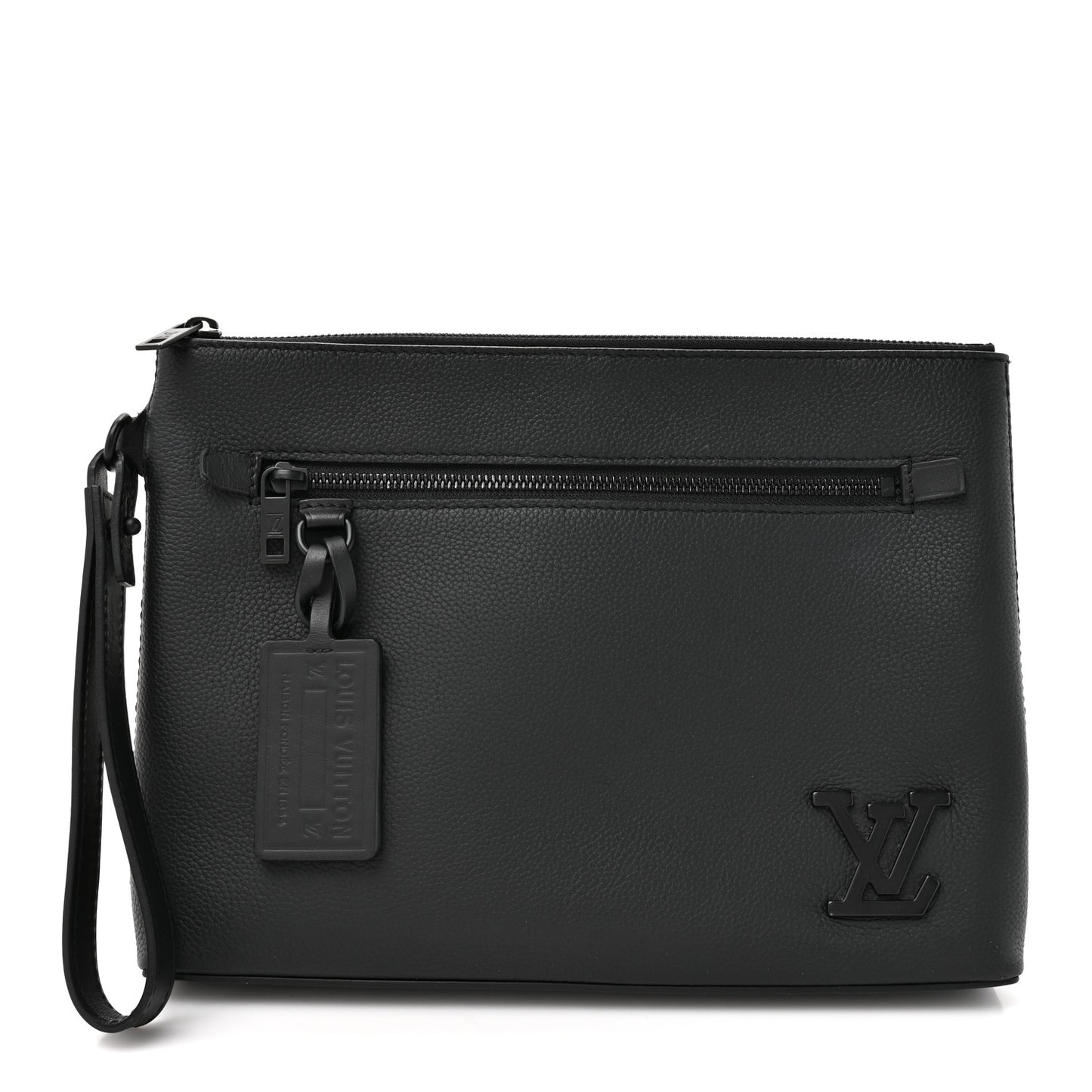 Grained Calfskin Aerogram Takeoff Pouch Black