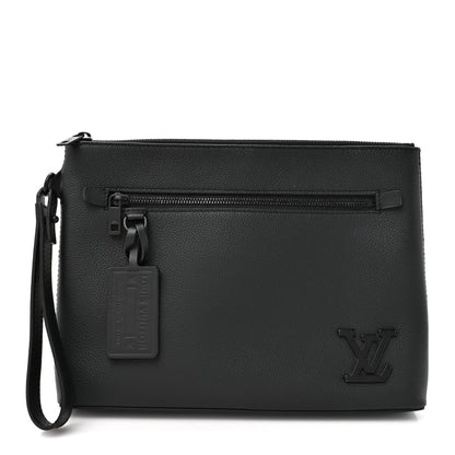 Louis Vuitton Grained Calfskin Aerogram Takeoff Pouch Black 1 of 11