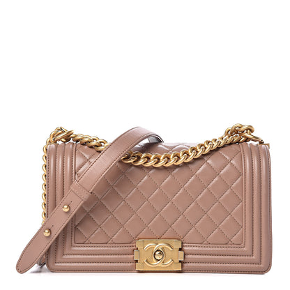 Chanel Lambskin Quilted Medium Boy Flap Dark Beige 1 of 12