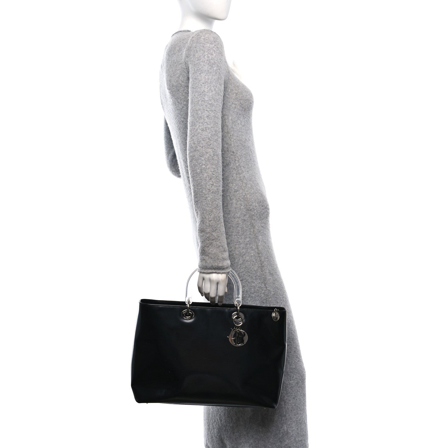 Christian Dior Glazed Calfskin Large Lady Dior Tote Black 3 of 18