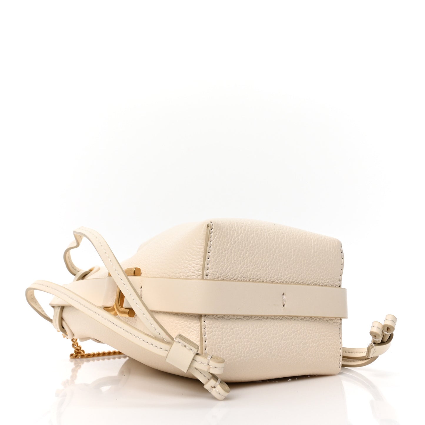 Grained Calfskin Micro Marcie Bucket Bag Misty Ivory