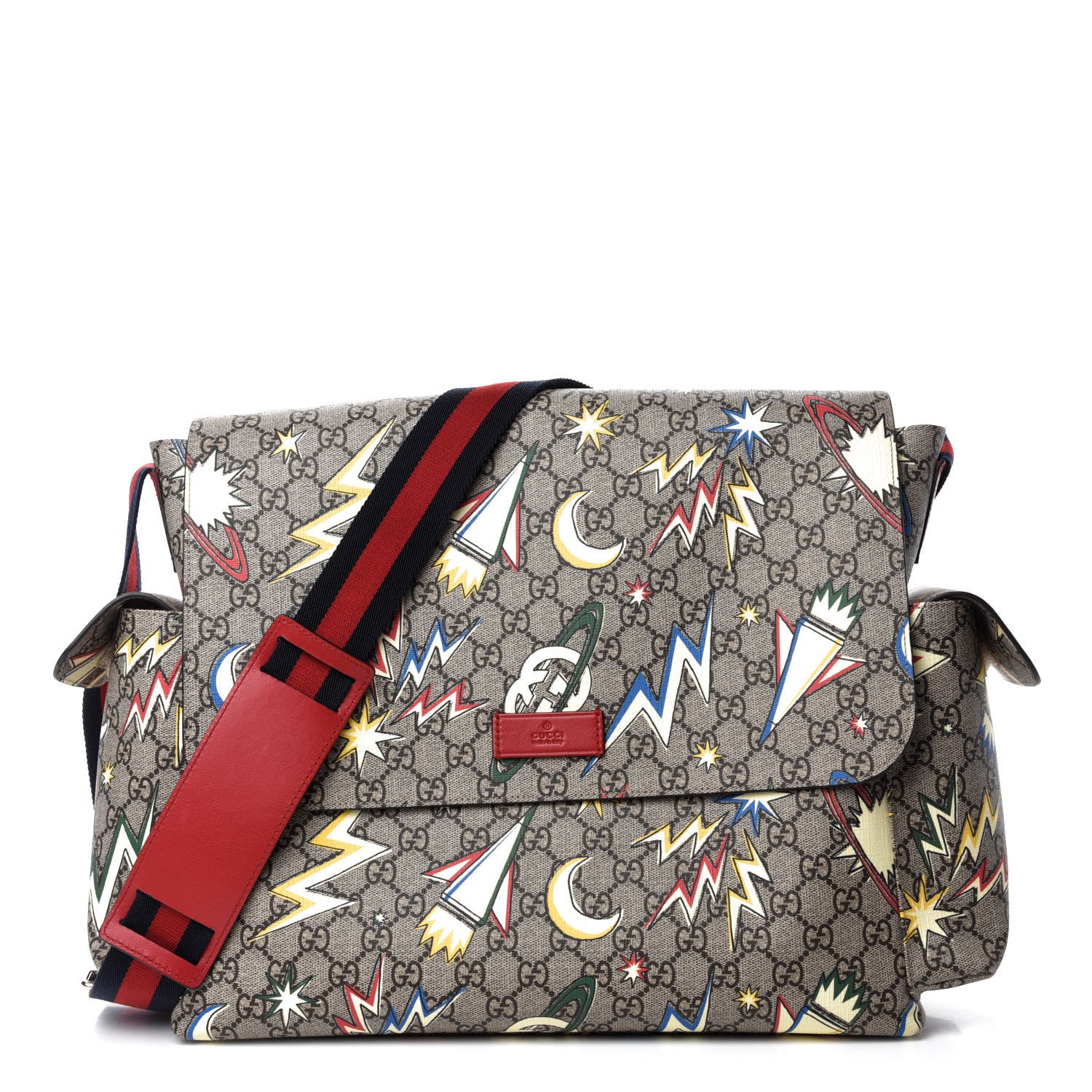 Gucci GG Supreme Monogram Space Diaper Bag Red 1 of 10