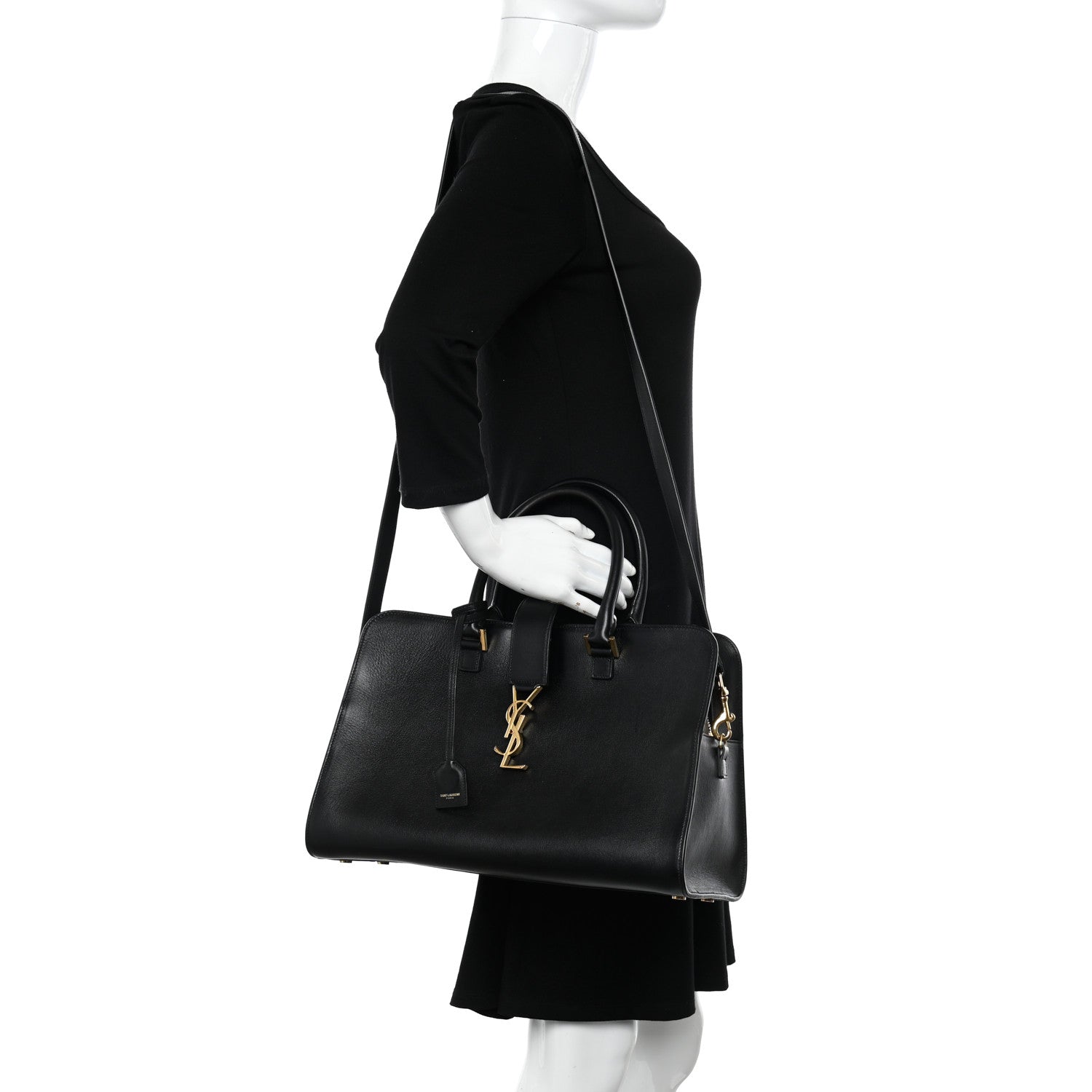 Saint Laurent Smooth Calfskin Medium Monogram Cabas Black 2 of 11
