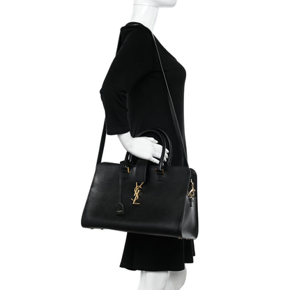 Saint Laurent Smooth Calfskin Medium Monogram Cabas Black 2 of 11