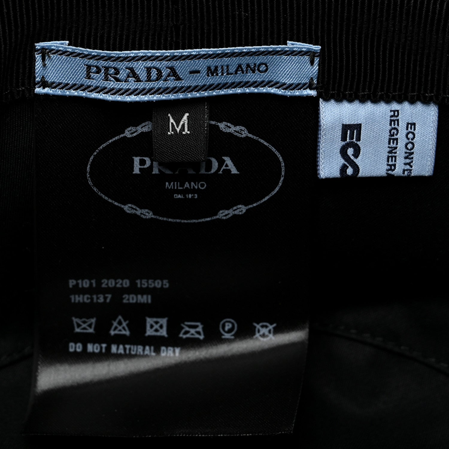Prada Re-Nylon Metal Triangle Logo Womens Bucket Hat M Black 7 of 7