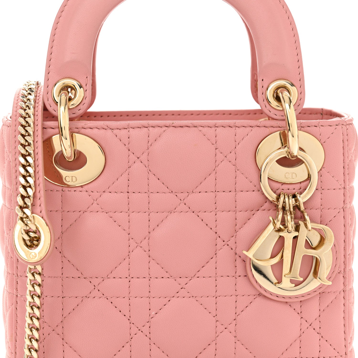 Christian Dior Lambskin Cannage Mini Lady Dior Old Rose 8 of 13