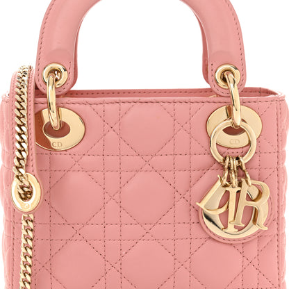 Christian Dior Lambskin Cannage Mini Lady Dior Old Rose 8 of 13