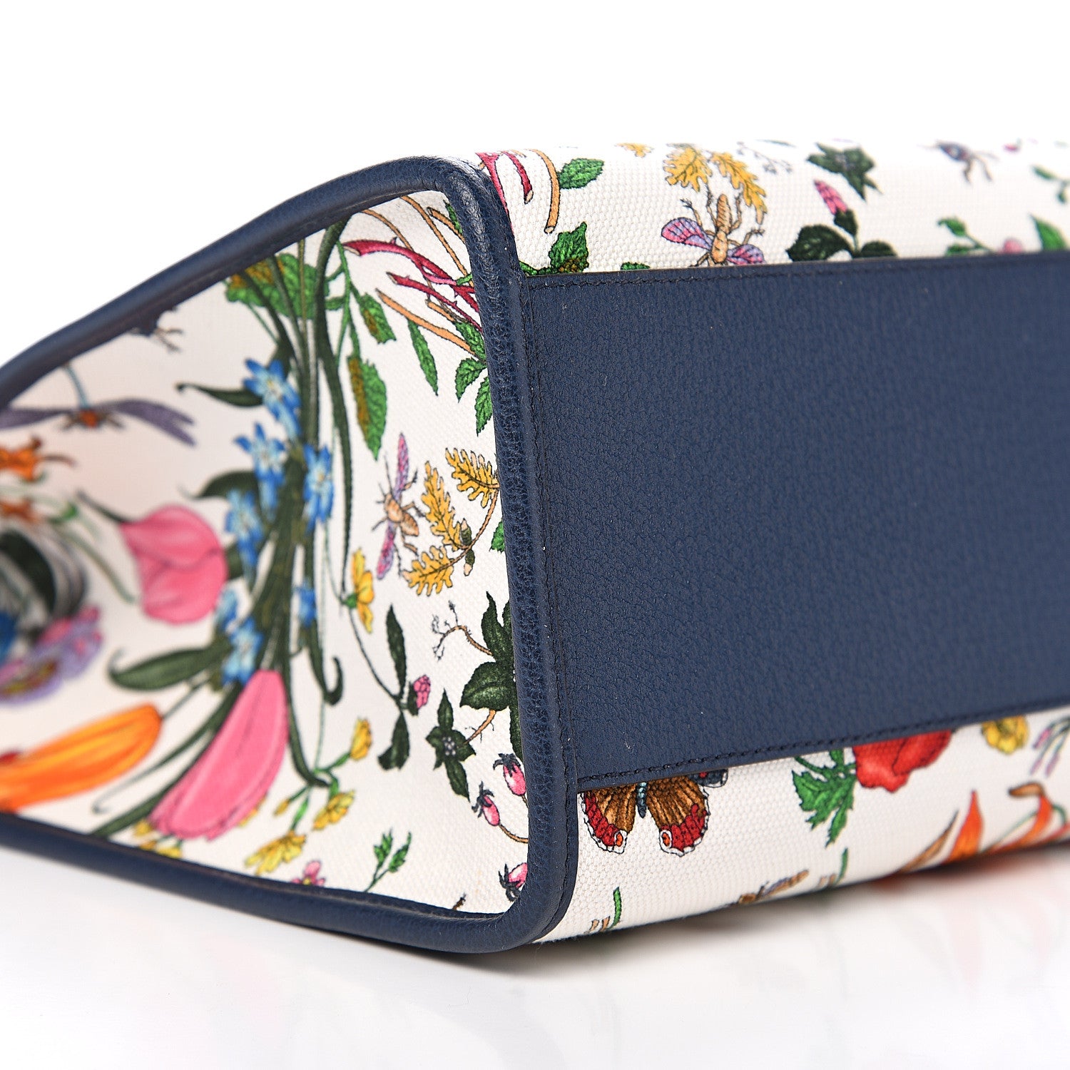 Gucci Canvas Large Flora Tote Navy Multicolor 8 of 10