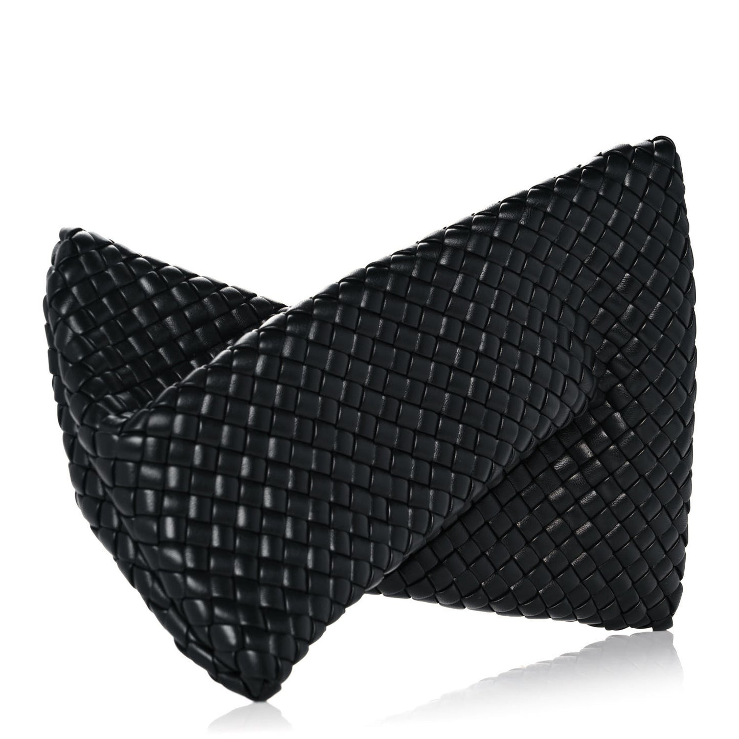 Nappa Intrecciato Crisscross Clutch Black