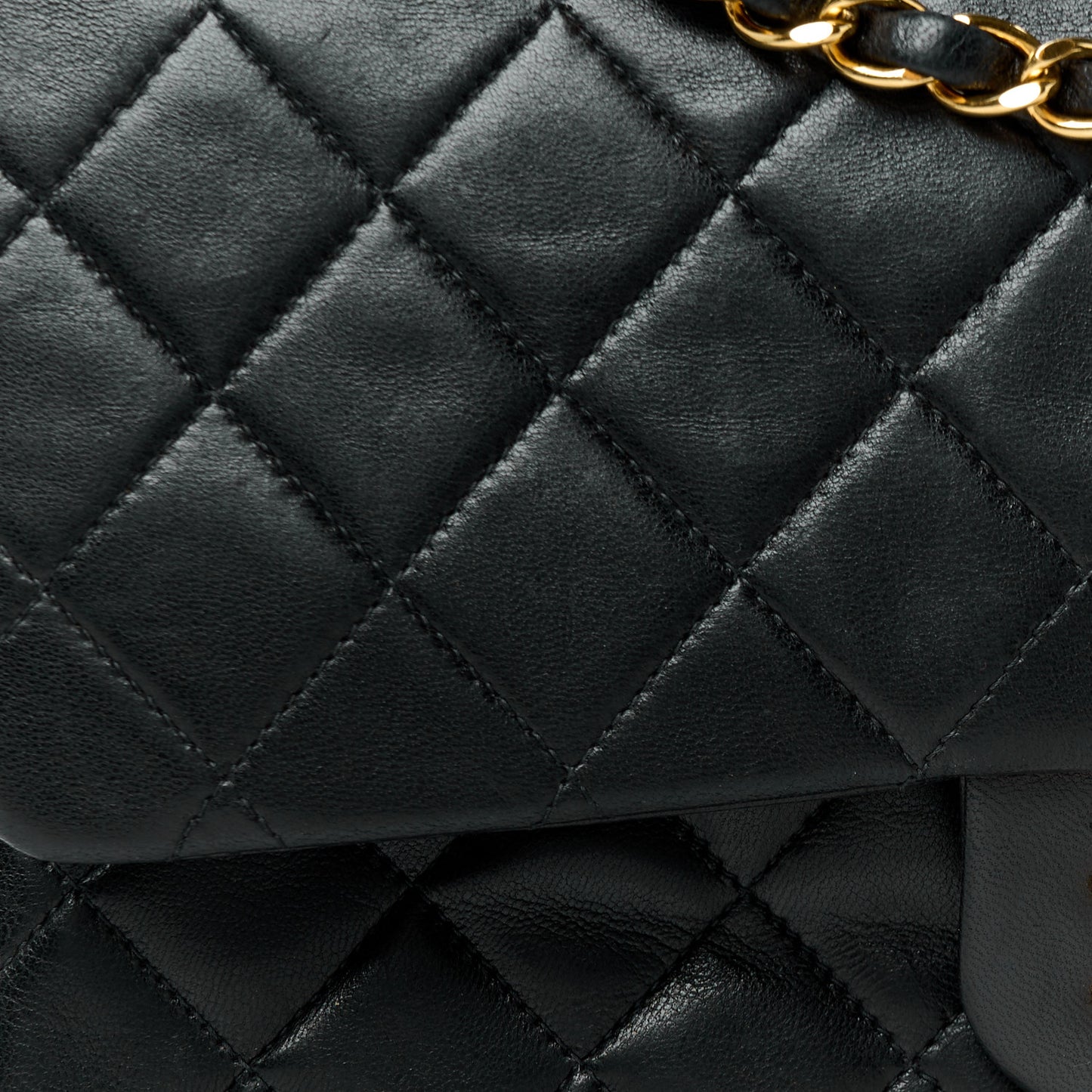 Lambskin Quilted Medium Double Flap Black