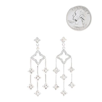 David Yurman Sterling Silver Diamond Quatrefoil Chandelier Earrings 2 of 4
