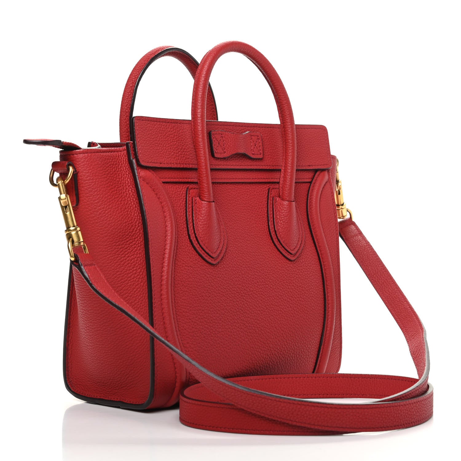 Celine Baby Grained Calfskin Nano Luggage Red 3 of 9