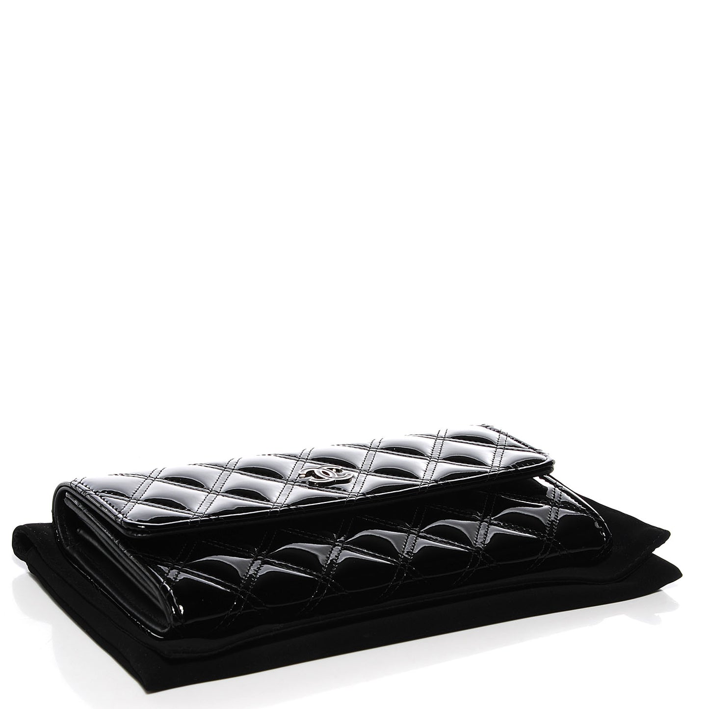 Patent CC Large Gusset Flap Wallet Black