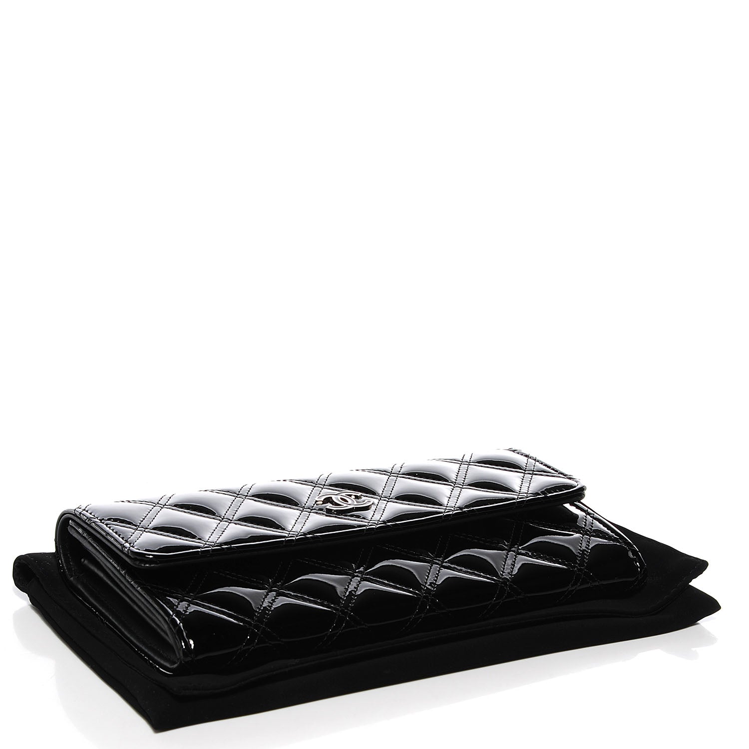Chanel Patent CC Large Gusset Flap Wallet Black 4 of 10