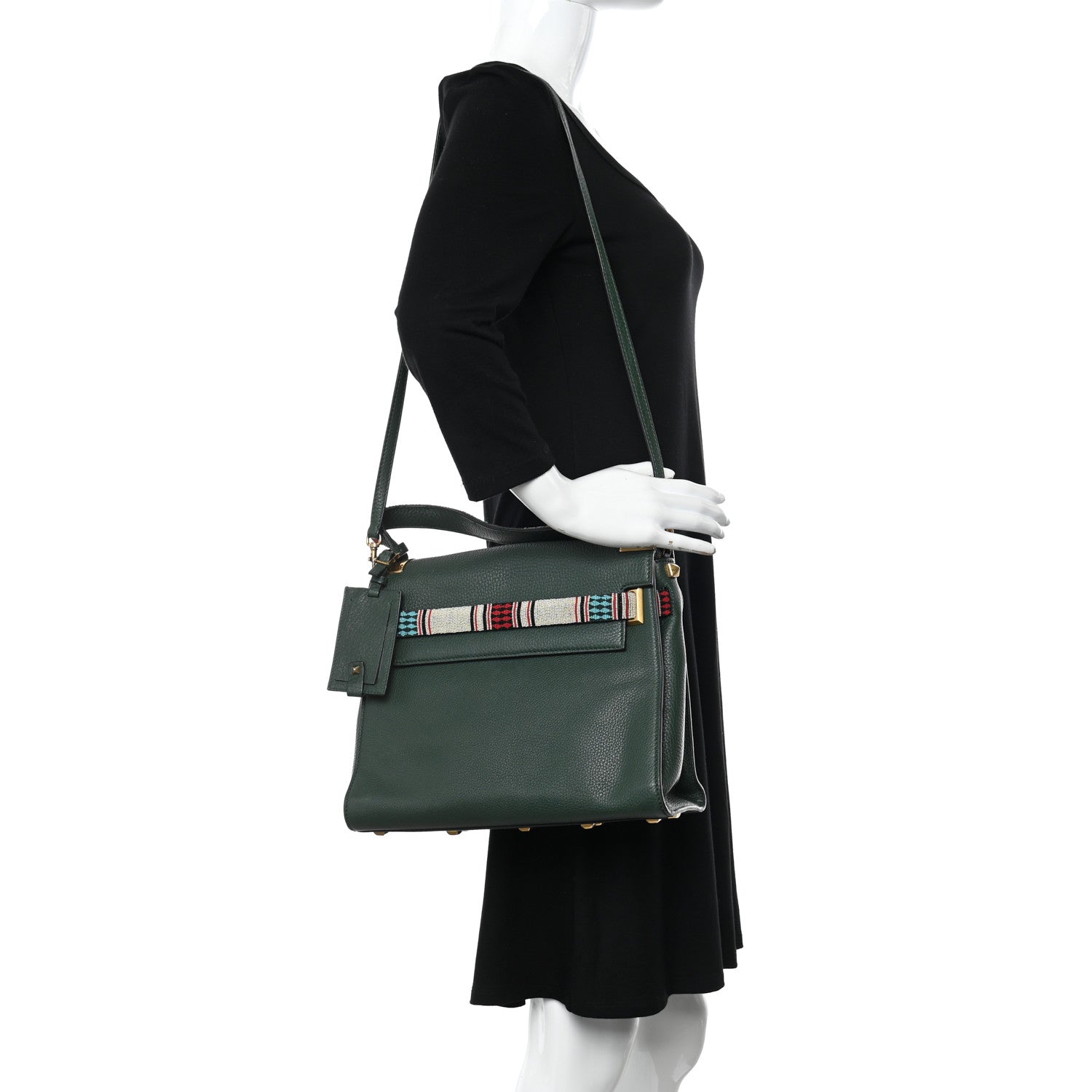 Valentino Garavani Pebbled Calfskin Beaded Medium My Rockstud Frame Bag Green 2 of 10