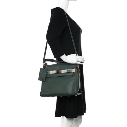Valentino Garavani Pebbled Calfskin Beaded Medium My Rockstud Frame Bag Green 2 of 10