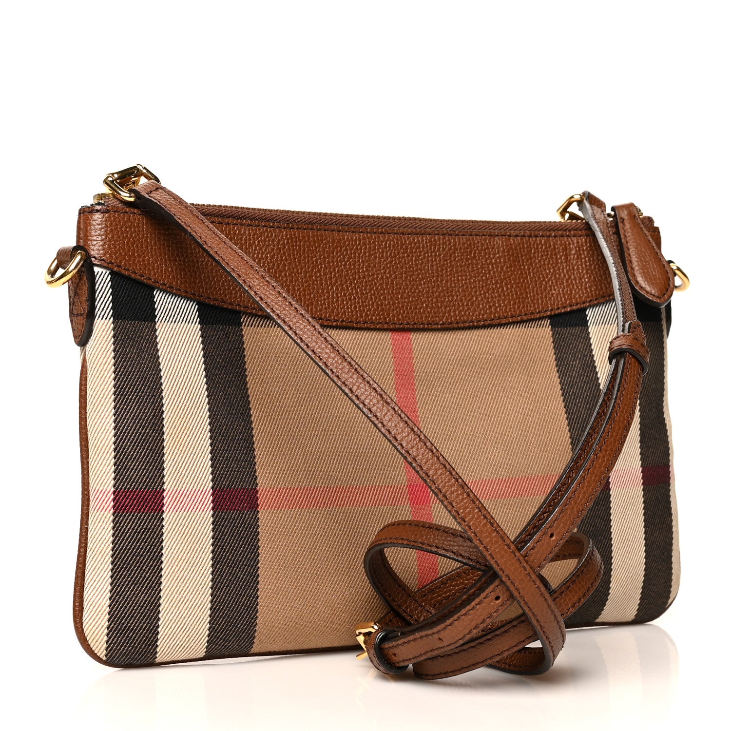 Burberry House Check Derby Peyton Crossbody Clutch Bag Tan 3 of 10