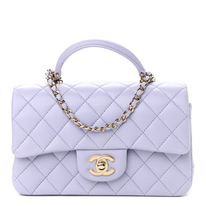 Chanel Lambskin Quilted Mini Top Handle Rectangular Flap Light Purple 1 of 9