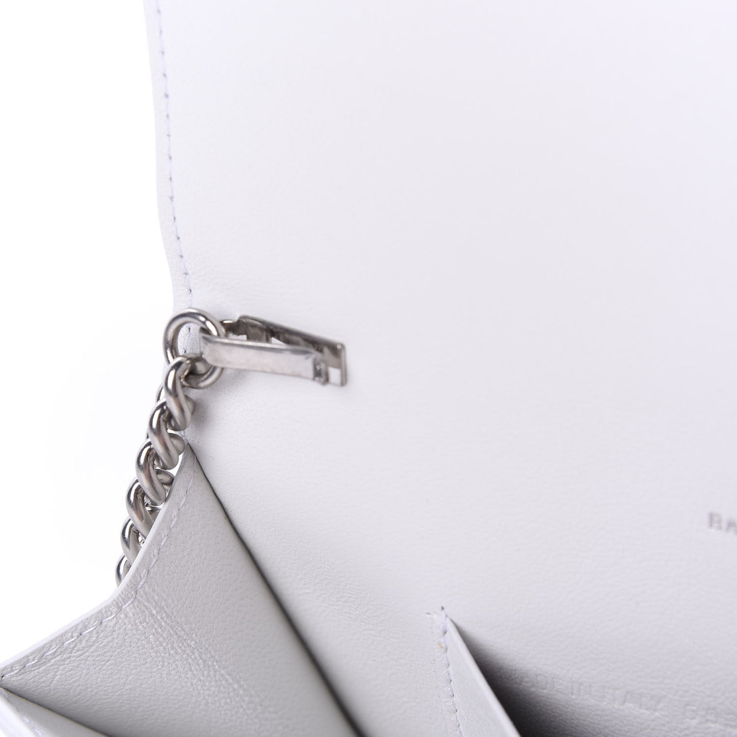 Grained Calfskin Logo Cash Phone Holder Wallet On Chain White Fluo Pink