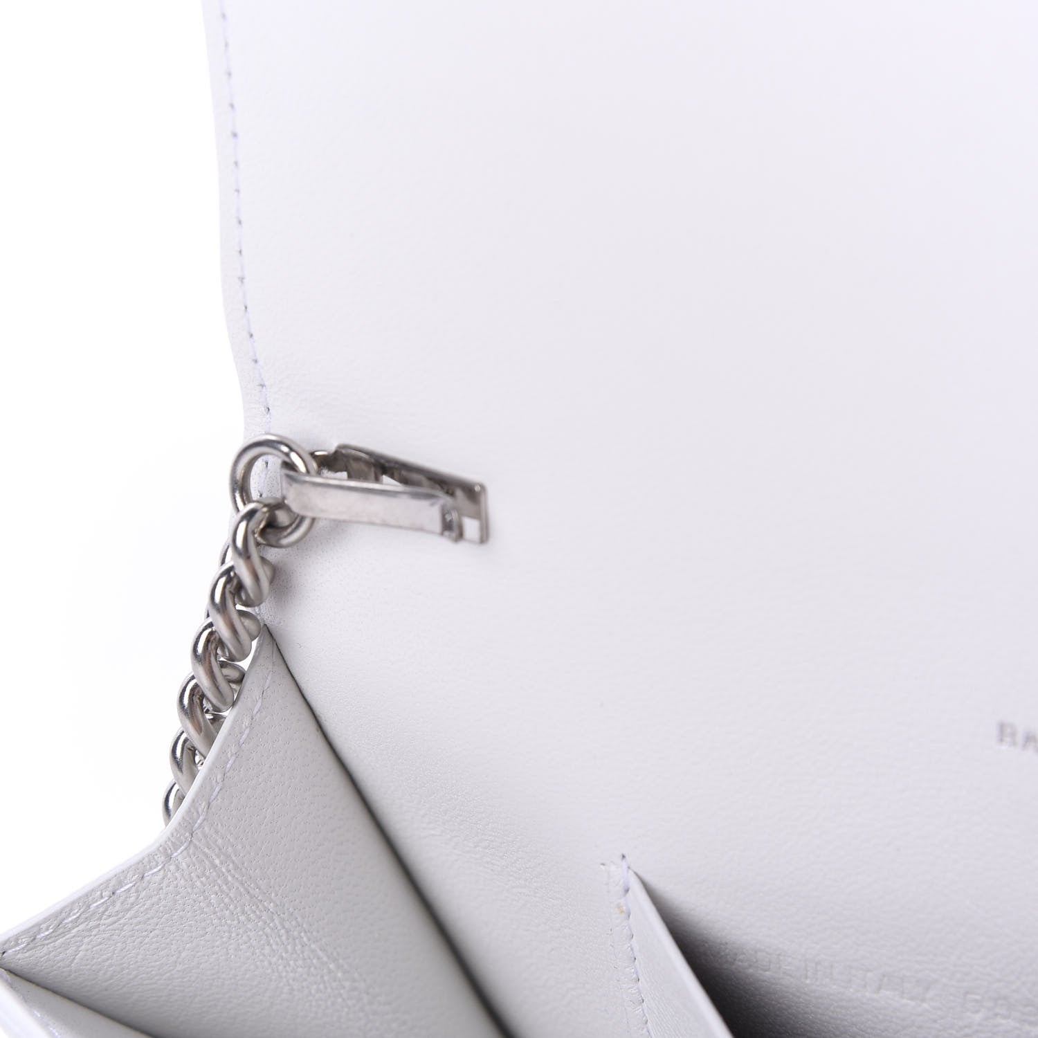 Balenciaga Grained Calfskin Logo Cash Phone Holder Wallet On Chain White Fluo Pink 10 of 12