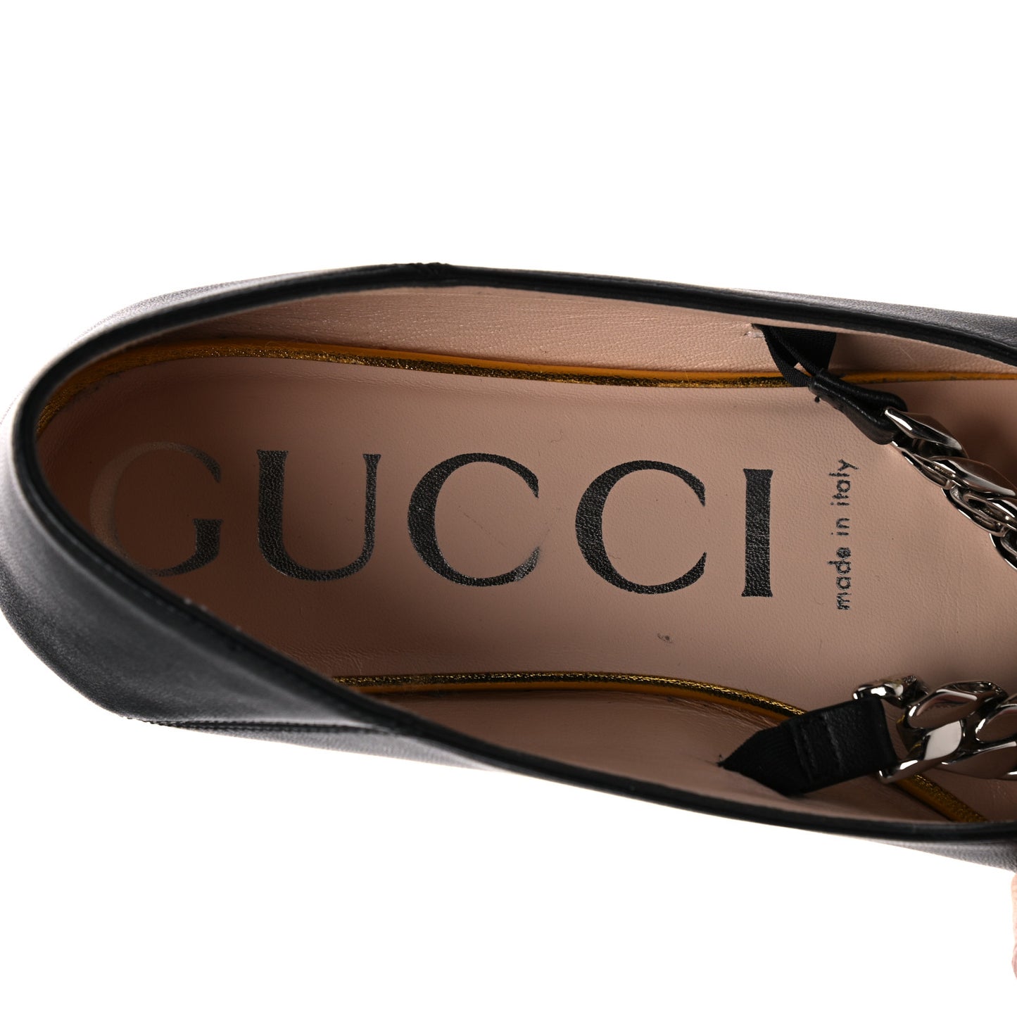 Nappa Lumiere Deva Horsebit Chain Embellished Flats 37 Black