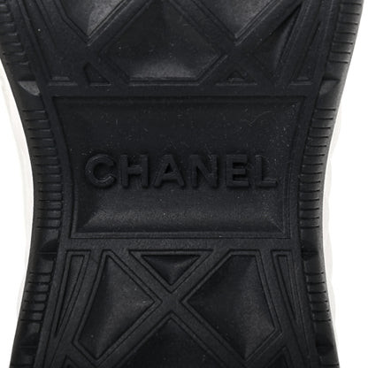 Chanel Velvet Calfskin Mixed Fibers CC Sneakers 36.5 Ivory Black 6 of 10