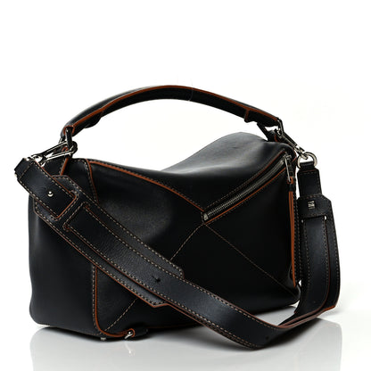 Loewe Calfskin Medium Puzzle Bag Black Tan 2 of 8