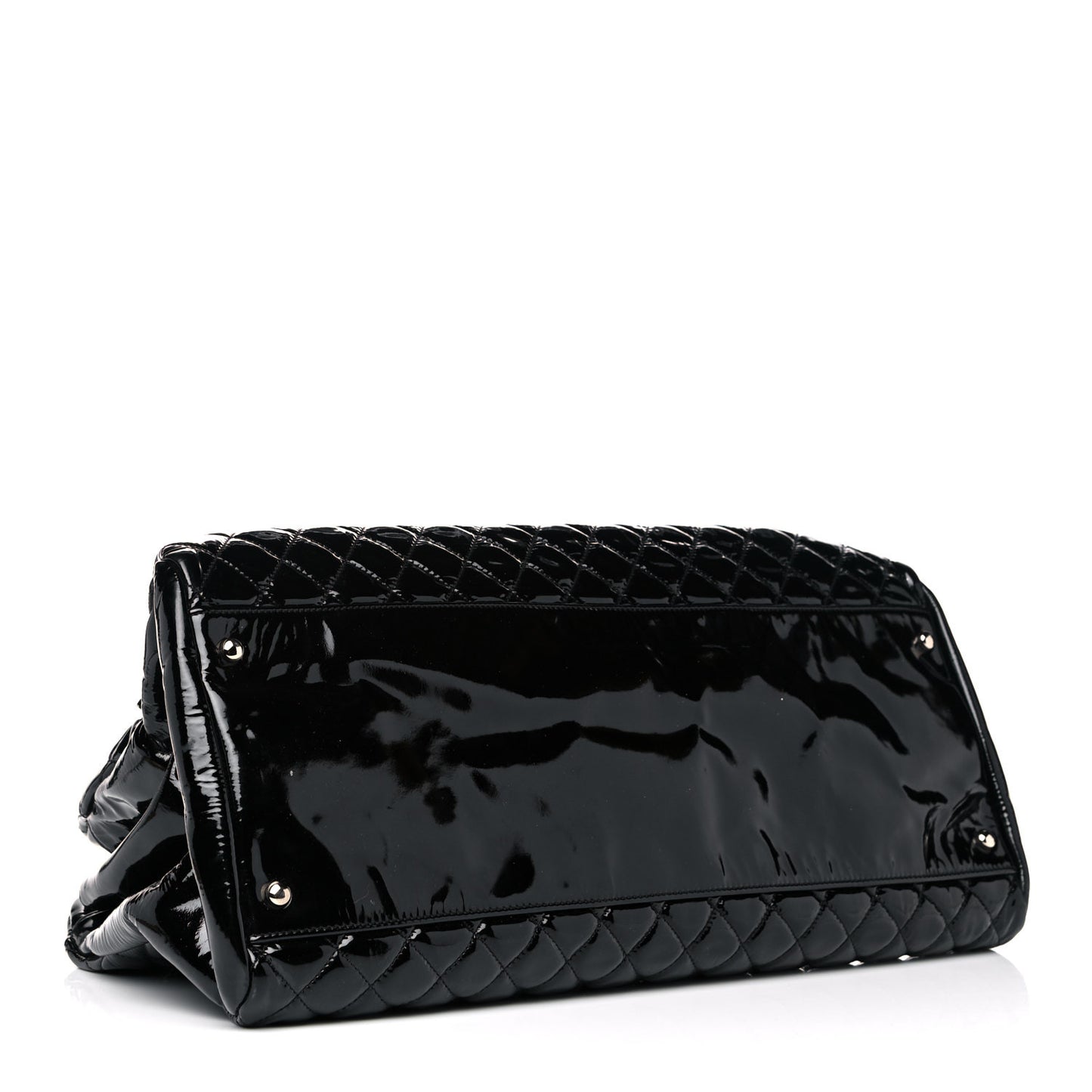 Patent Quilted Maxi Just Mademoiselle Bowling Bag Black