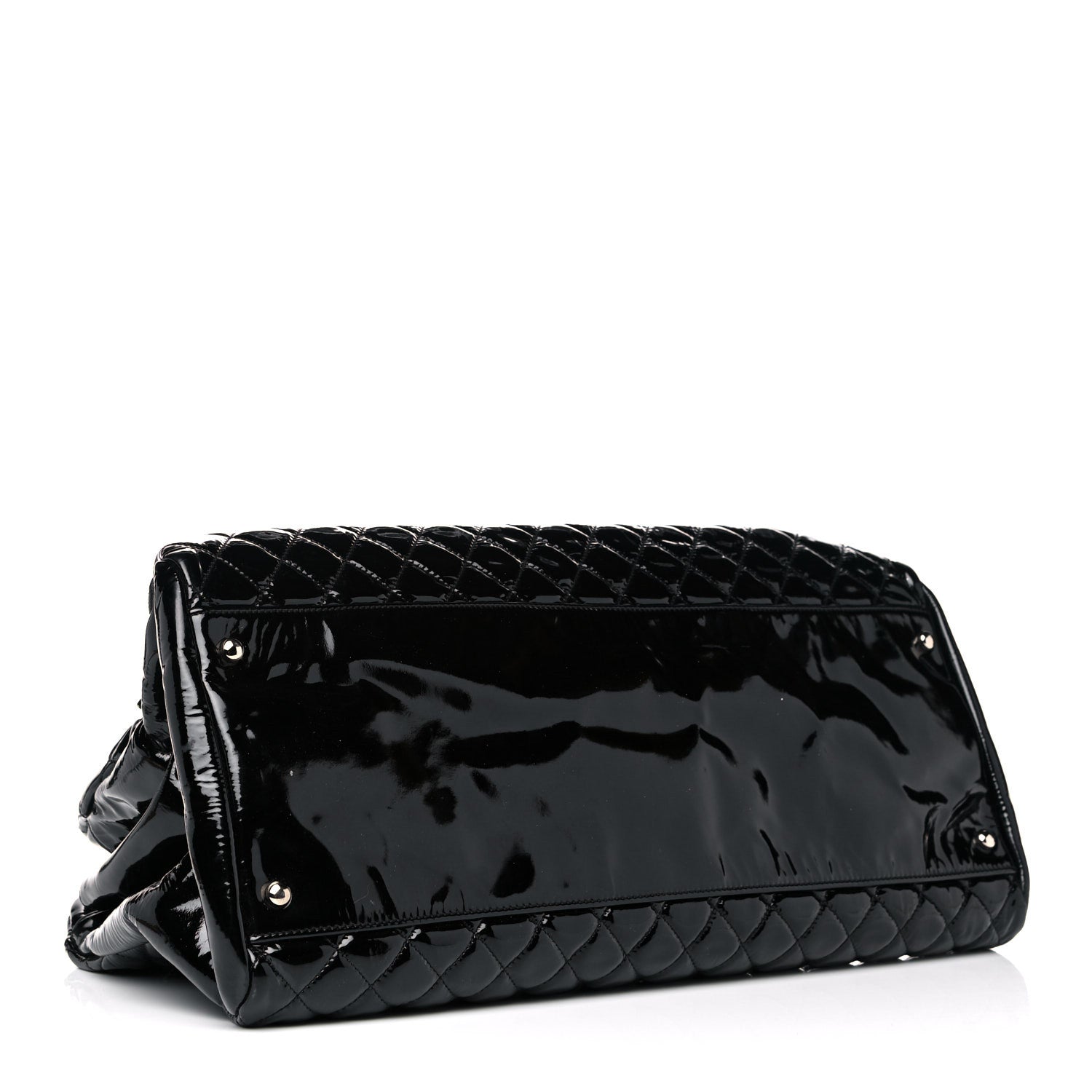 Chanel Patent Quilted Maxi Just Mademoiselle Bowling Bag Black 4 of 12