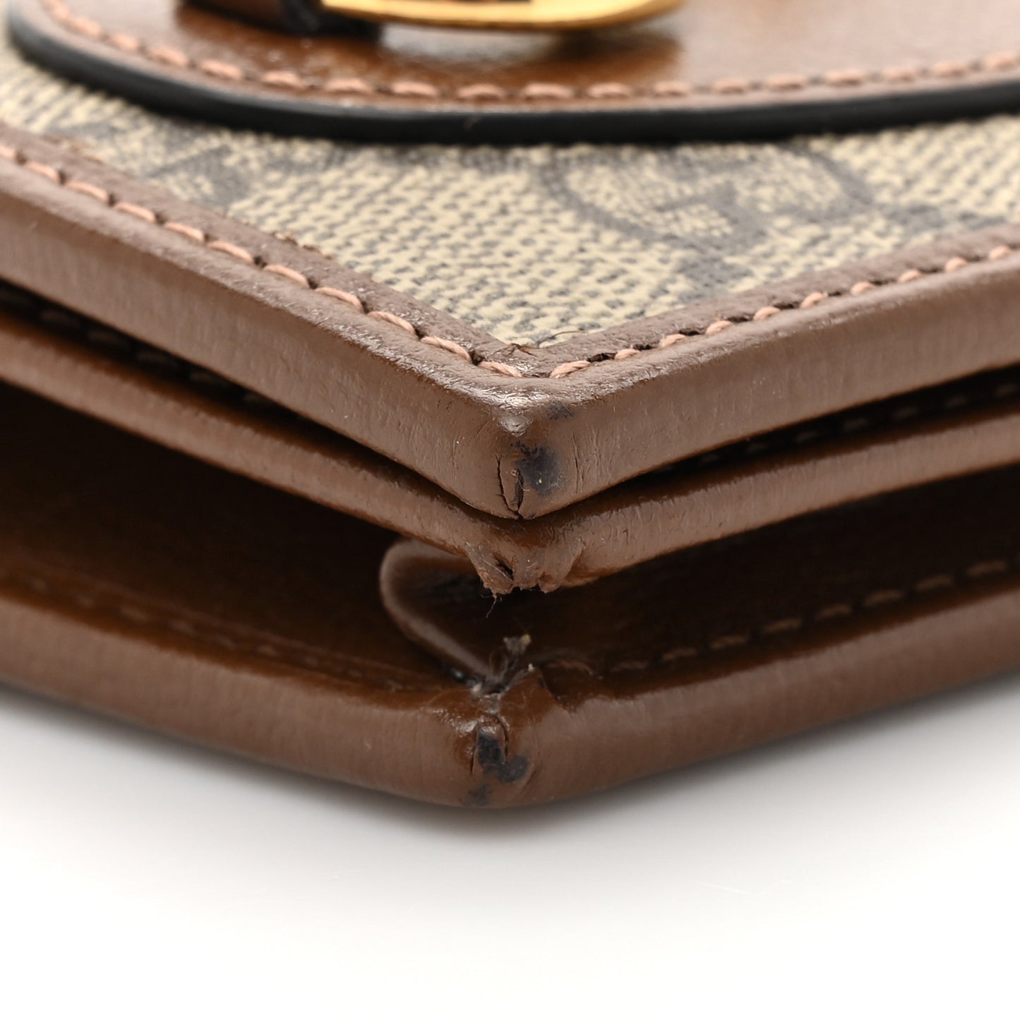 GG Supreme Monogram Horsebit 1955 Card Case Wallet Beige Ebony Brown Sugar