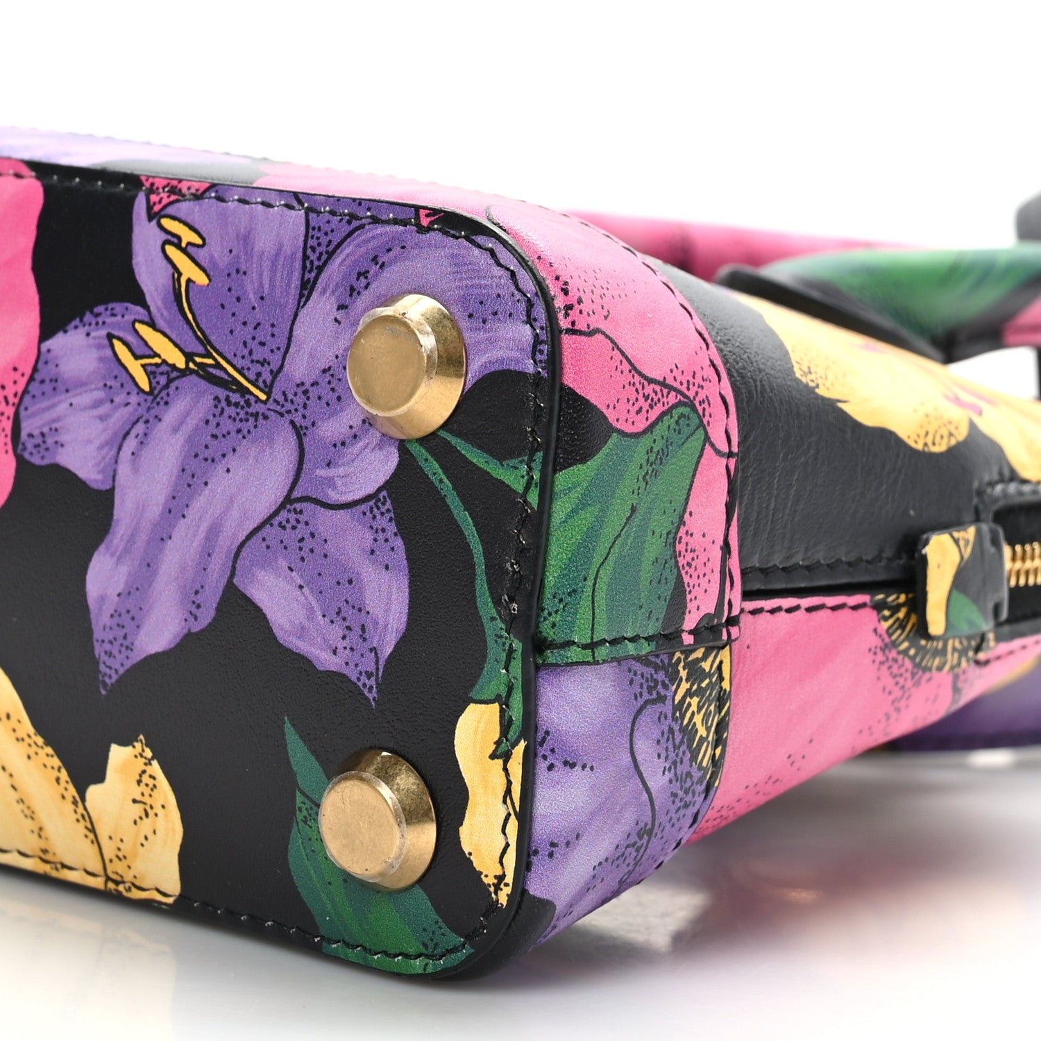 Balenciaga Smooth Calfskin Lush Floral Print XXS Ville Top Handle Bag Black Multicolor 9 of 9