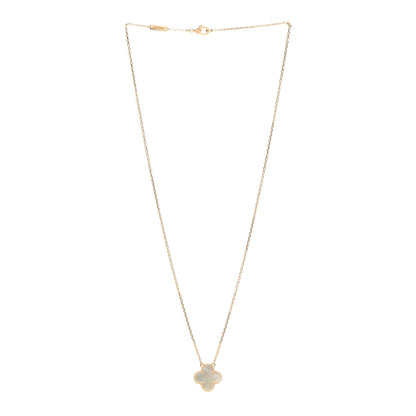 Van Cleef & Arpels 18K Yellow Gold Mother of Pearl Vintage Alhambra Pendant Necklace 3 of 7