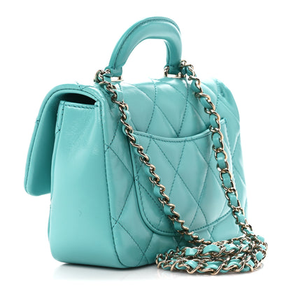 Chanel Shiny Lambskin Quilted Mini Coco Trip Flap Bag Turquoise 3 of 10