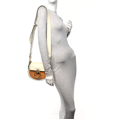 Chloe Calfskin Crocodile Embossed Small Tess Bag White Beige 2 of 14