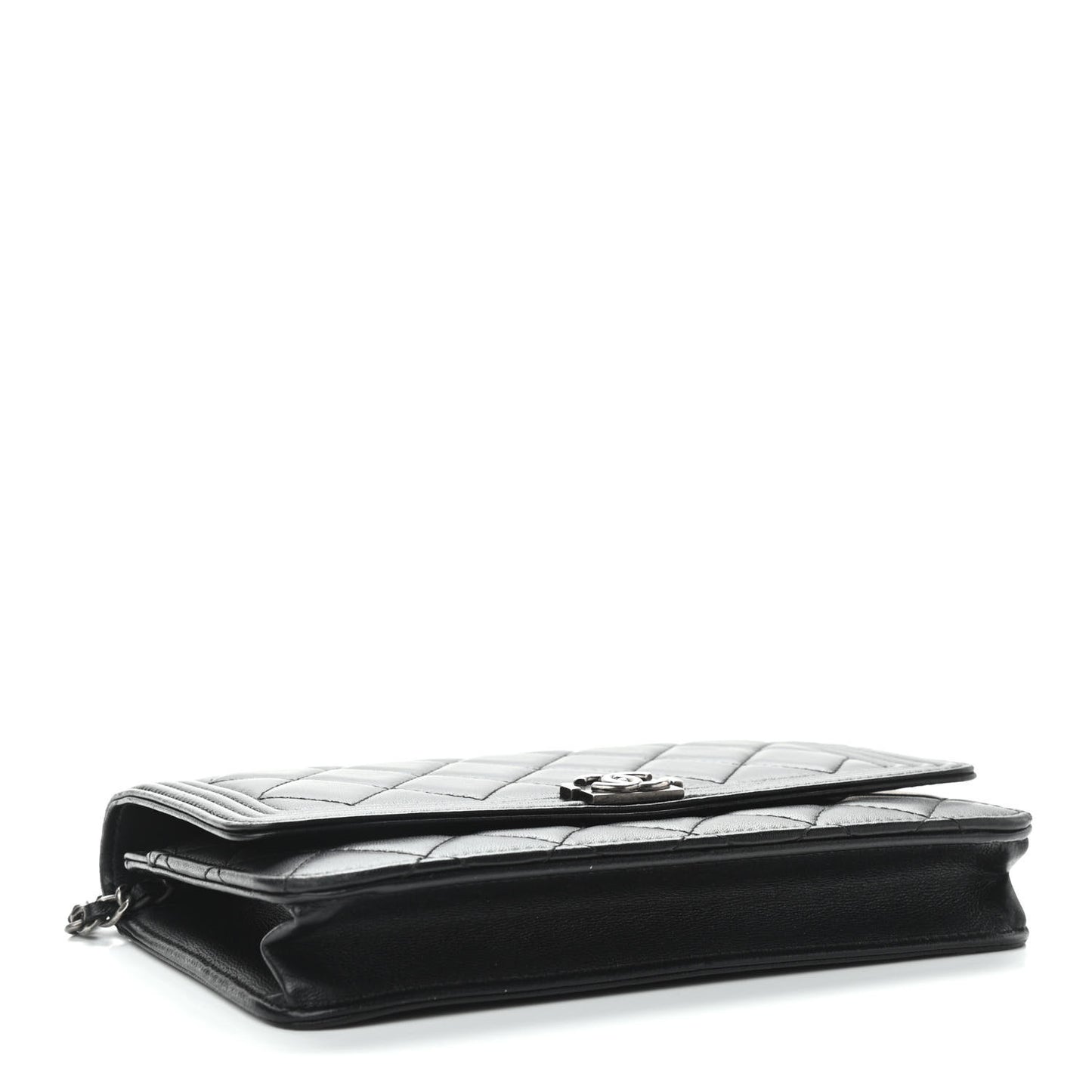 Lambskin Quilted Boy Wallet On Chain WOC Black