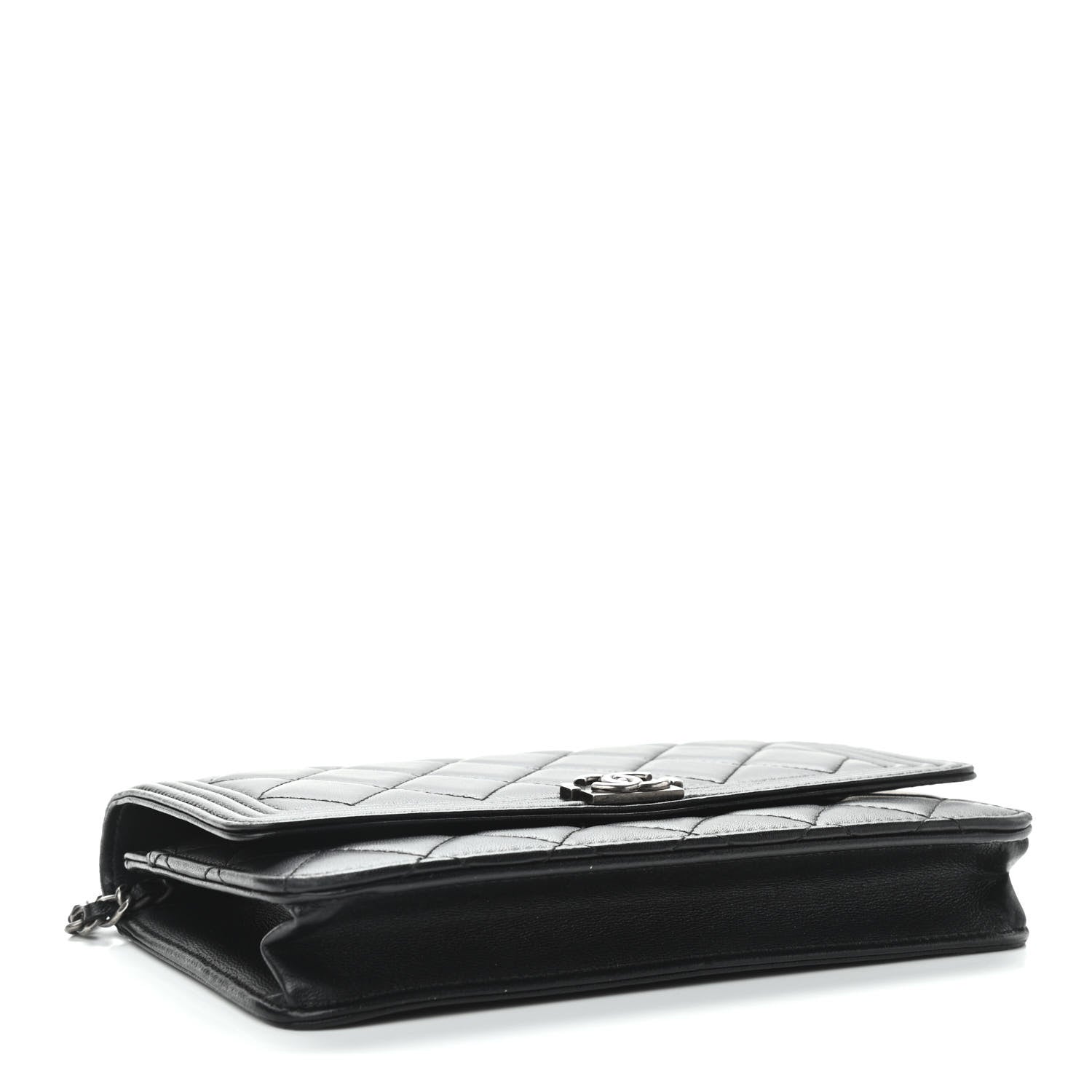 Chanel Lambskin Quilted Boy Wallet On Chain WOC Black 4 of 11