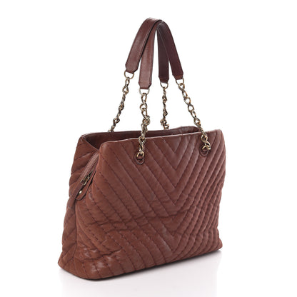 Chanel Iridescent Calfskin Chevron Quilted Surpique Tote Burgundy 3 of 17