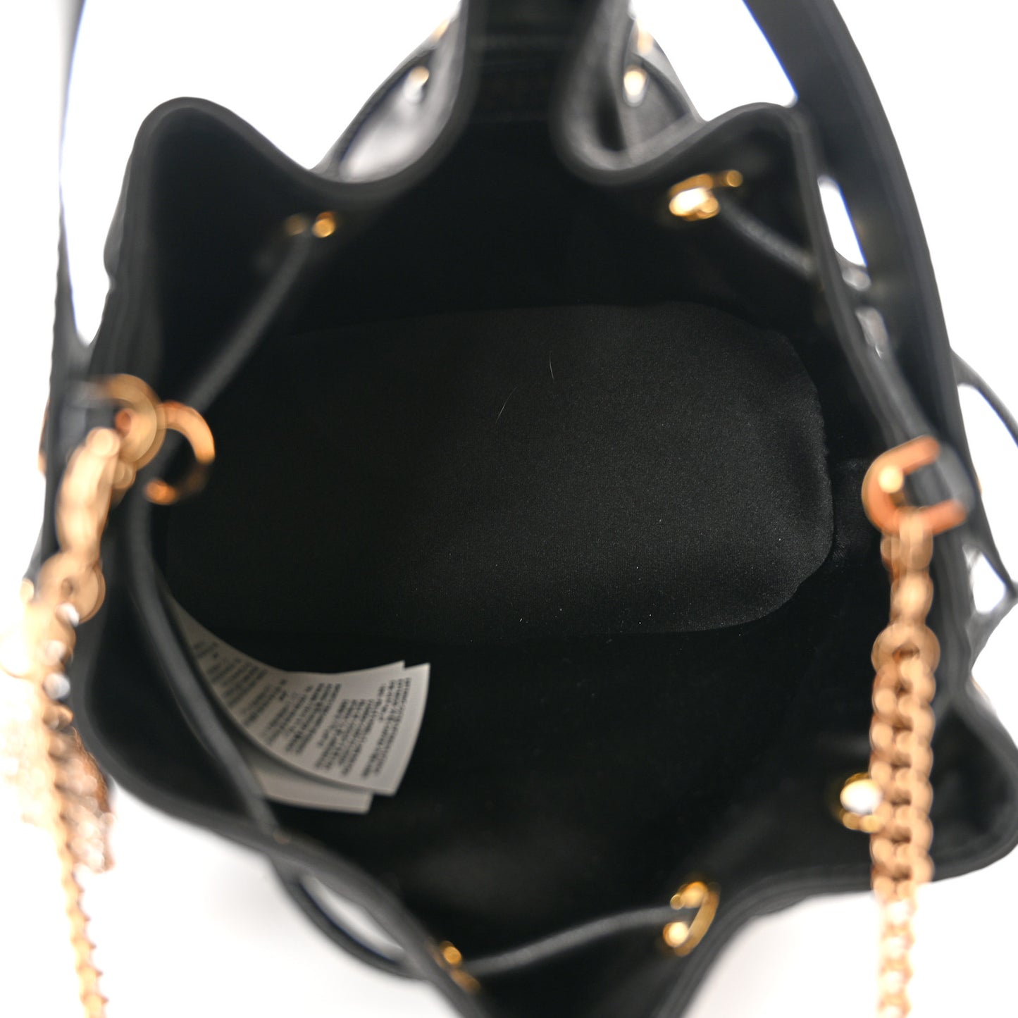 Satin Medusa Drawstring Bucket Bag Black