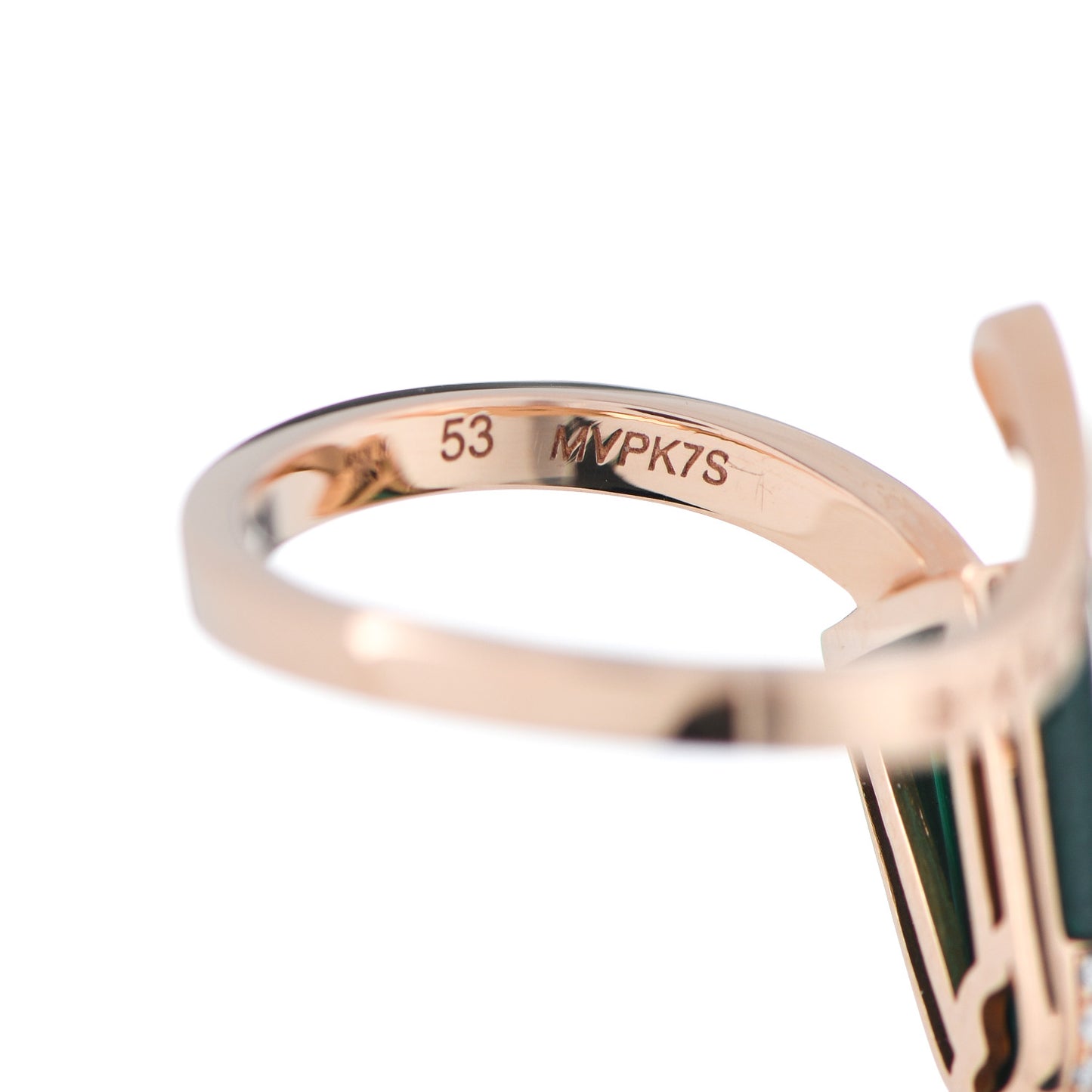 18K Rose Gold Malachite Diamond Gelati Ring 53 6.25
