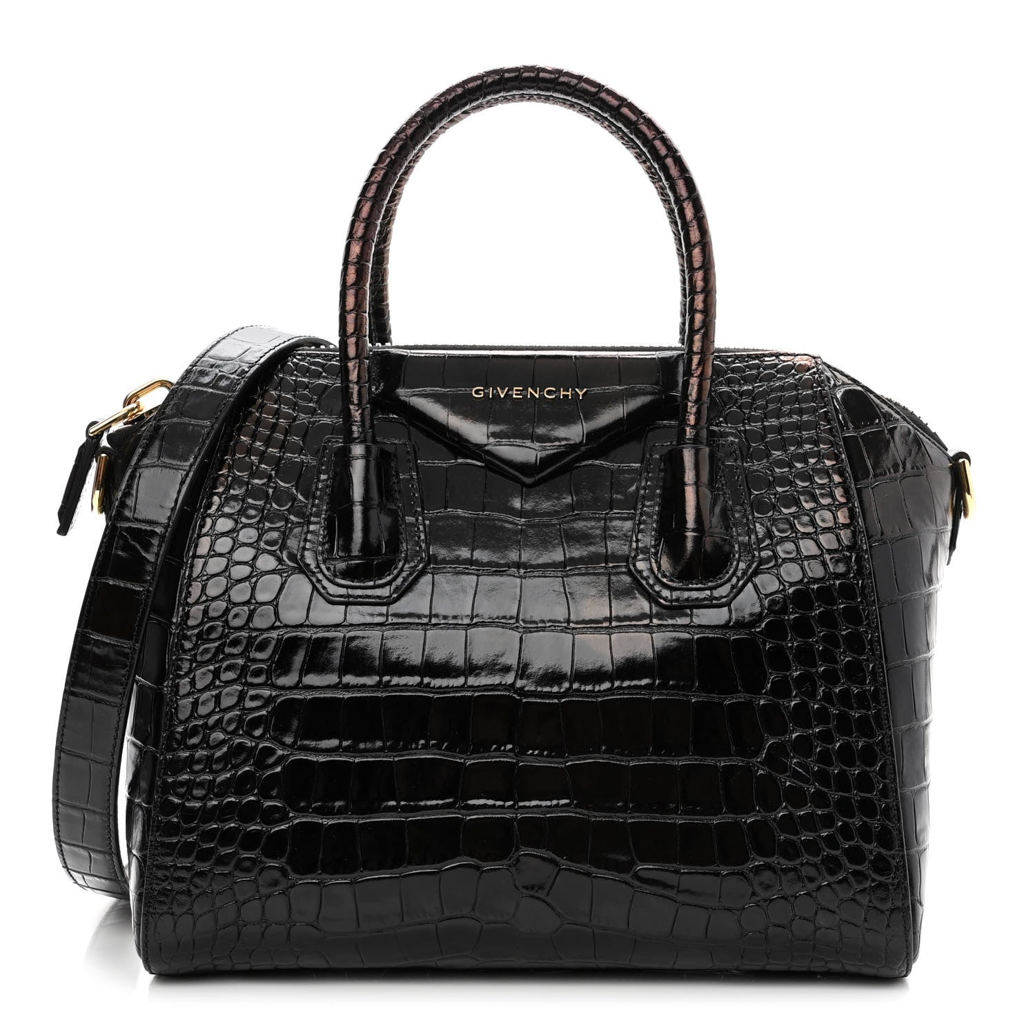 Givenchy Calfskin Crocodile Embossed Small Antigona Black 1 of 10