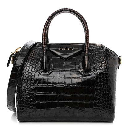 Givenchy Calfskin Crocodile Embossed Small Antigona Black 1 of 10
