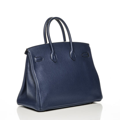 Hermes Taurillon Clemence Birkin 35 Bleu Saphir 3 of 23