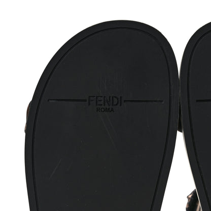Fendi Satin FF Ruched Sandals 39 Tobacco Black 6 of 8
