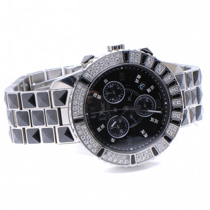 Christian Dior Stainless Steel Diamond Sapphire 33mm Christal Chronograph Quartz Watch Black 3 of 7