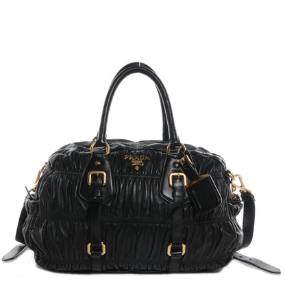 Prada Nappa Leather Gaufre Bauletto Nero Black 1 of 10