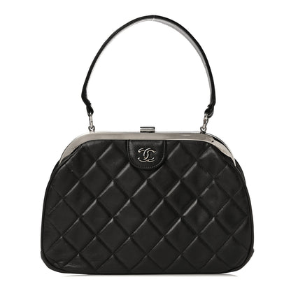 Chanel Lambskin Quilted Kisslock Frame Bag Black 1 of 21