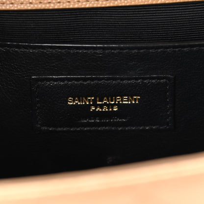 Saint Laurent Grain De Poudre Textured Mixed Matelasse Medium Triquilt Monogram Satchel Dark Beige 6 of 11