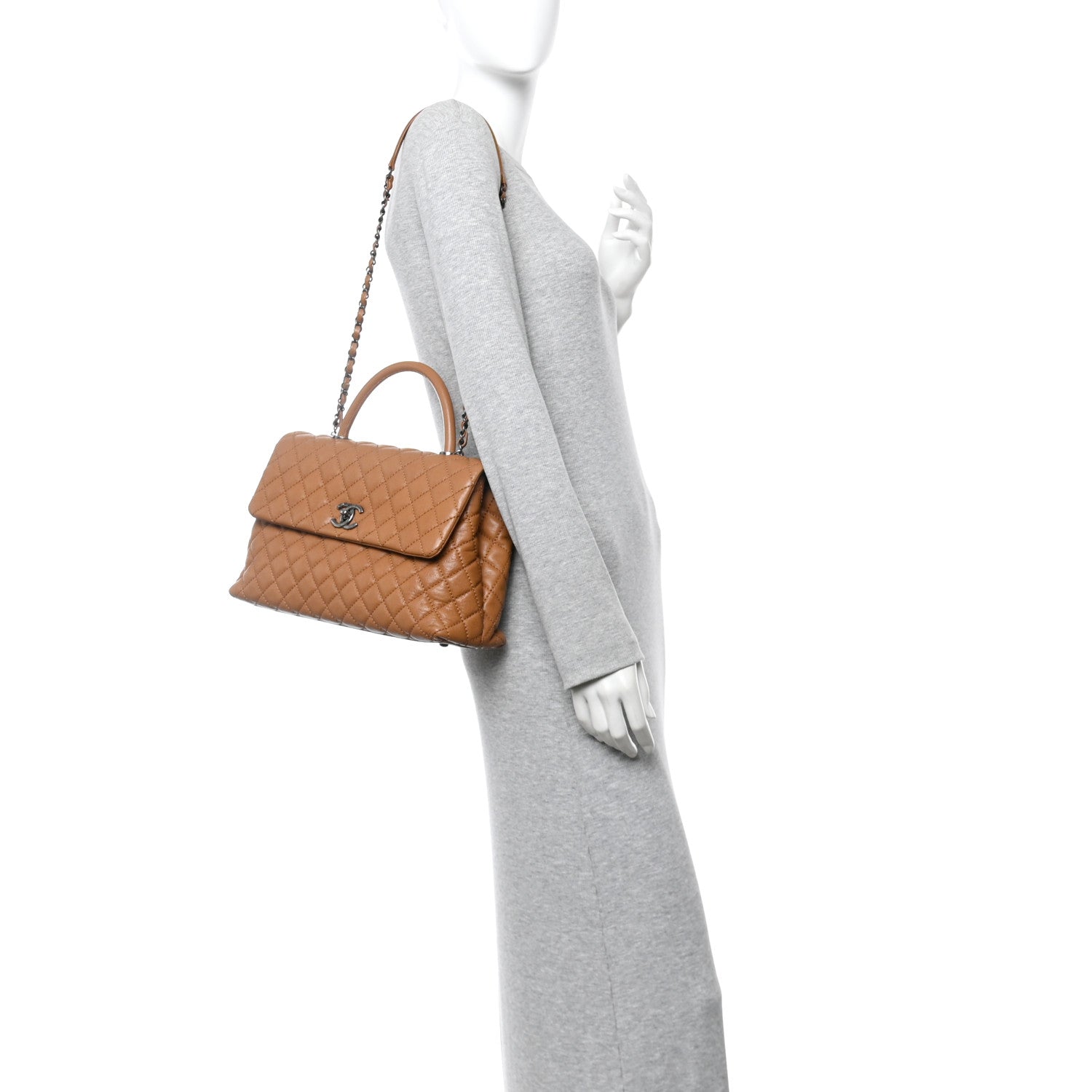 Chanel Caviar Quilted Medium Coco Handle Flap Camel 2 of 10