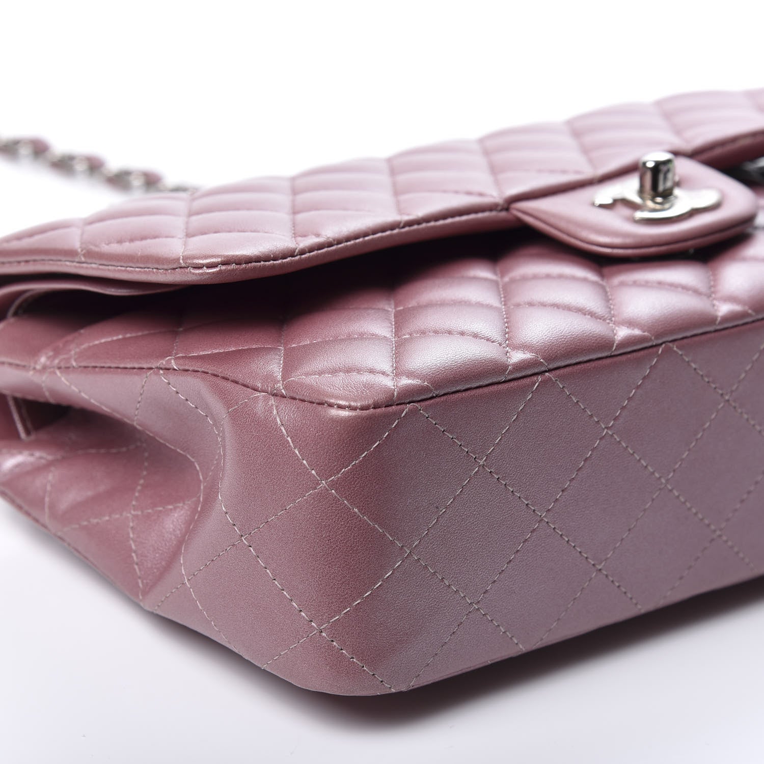 Chanel Metallic Lambskin Quilted Medium Double Flap Pink 5 of 10